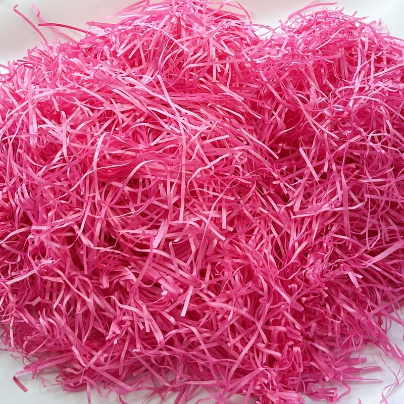 JINZOFLY Raffia Paper Shreds, 100g Shredded Paper for Gift Box, Crinkle Cut Paper Shred Filler for Gift Wrapping & Basket Filling(Hot Pink) - Image 1